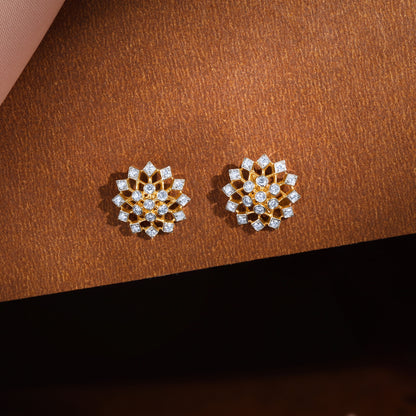 Gold Elegant Starbust Lab Grown Diamond Earrings