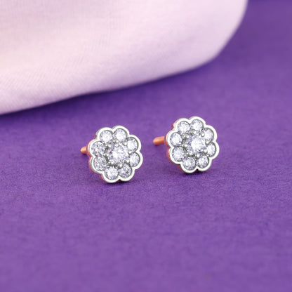 Rose Gold Blooming Cluster Lab Grown Diamond Earrings