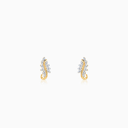 Gold Leafy Brilliance J Studs Lab Grown Diamond Earrings
