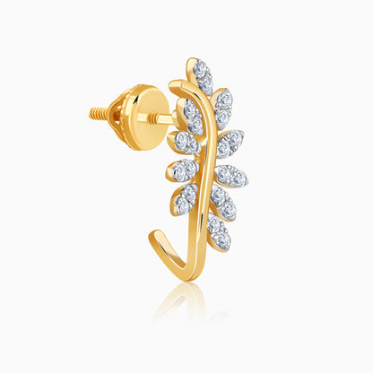 Gold Leafy Brilliance J Studs Lab Grown Diamond Earrings