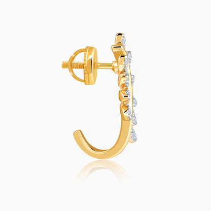 Gold Leafy Brilliance J Studs Lab Grown Diamond Earrings