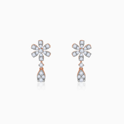 Rose Gold Floral Petal Lab Grown Diamond Earrings
