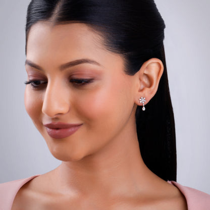 Rose Gold Floral Petal Lab Grown Diamond Earrings