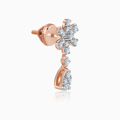 Rose Gold Floral Petal Lab Grown Diamond Earrings
