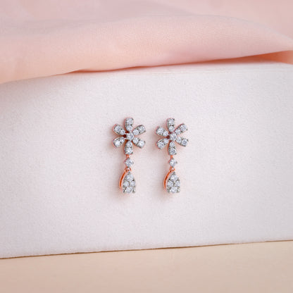 Rose Gold Floral Petal Lab Grown Diamond Earrings