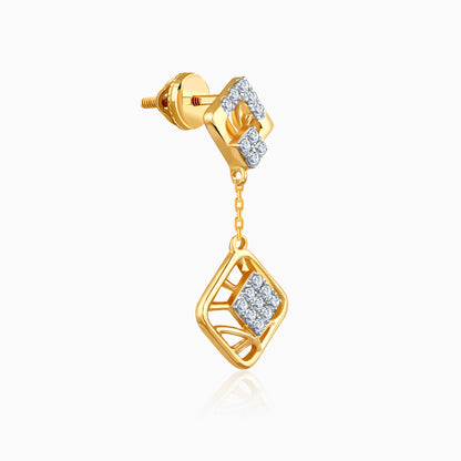 Gold Quadrado Twinkle Lab Grown Diamond Earrings