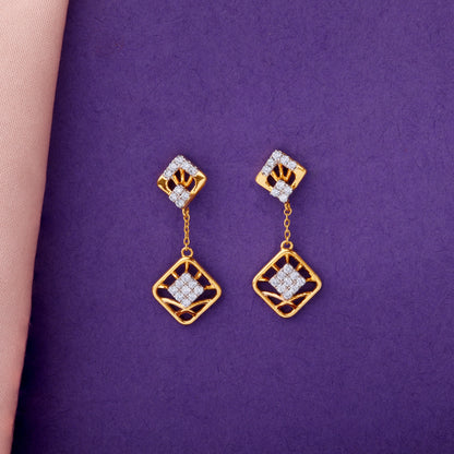 Gold Quadrado Twinkle Lab Grown Diamond Earrings