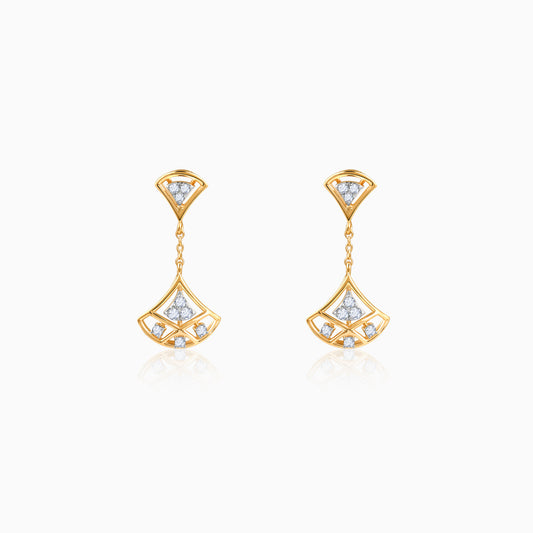 Gold Floral Bud Drop Lab Grown Diamond Earrings