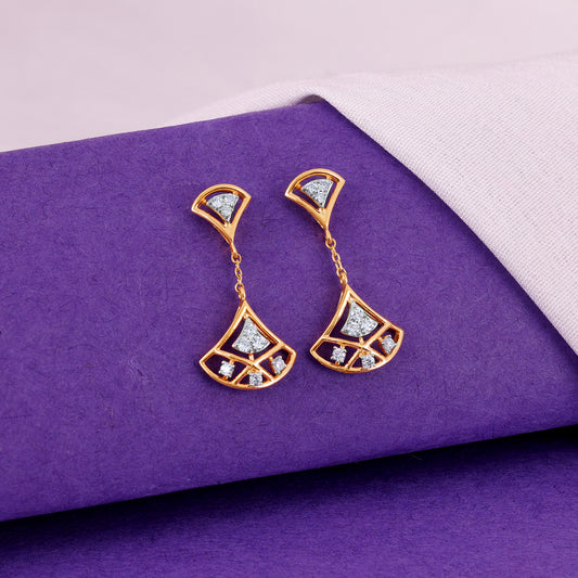 Gold Floral Bud Drop Lab Grown Diamond Earrings