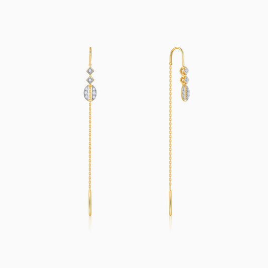 Gold Whispering Sui Dhaga Lab Grown Diamond Earrings
