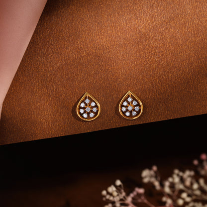 Gold Glamorous Drop Lab Grown Diamond Studs