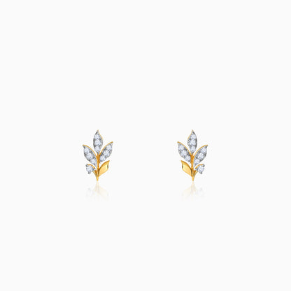 Gold Sylvaine Leaf Lab Grown Diamond Earrings