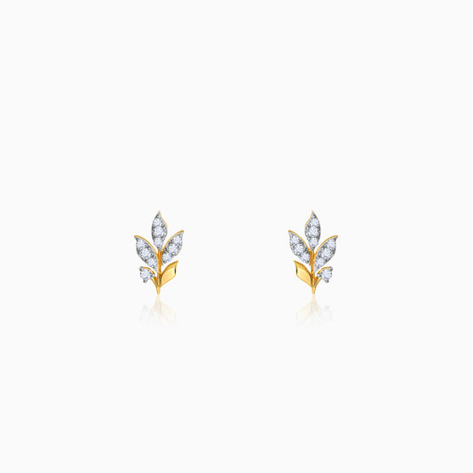 Gold Sylvaine Leaf Lab Grown Diamond Earrings