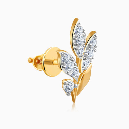 Gold Sylvaine Leaf Lab Grown Diamond Earrings