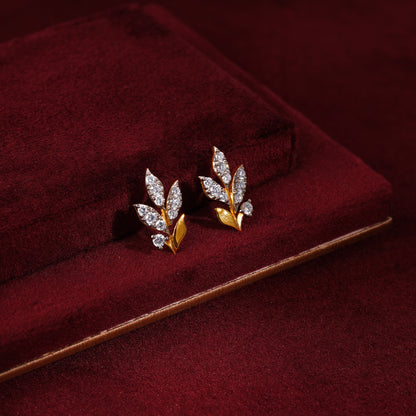 Gold Sylvaine Leaf Lab Grown Diamond Earrings