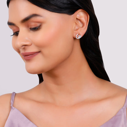 Rose Gold Raindrop Lab Grown Diamond Studs