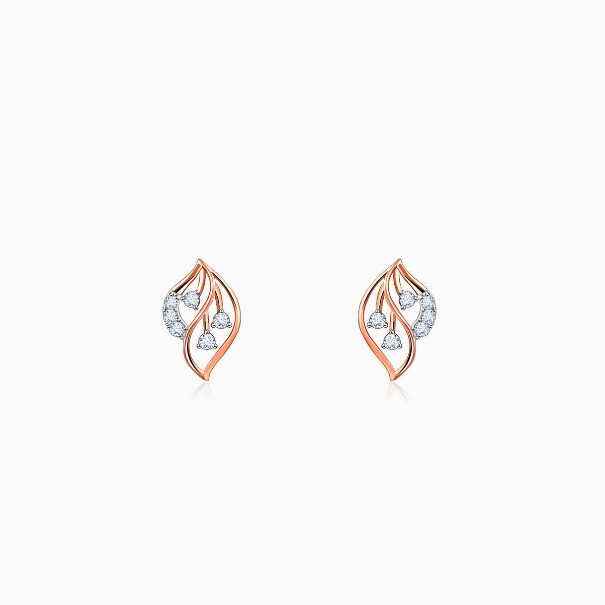 Rose Gold Amara Leaf Lab Grown Diamond Studs