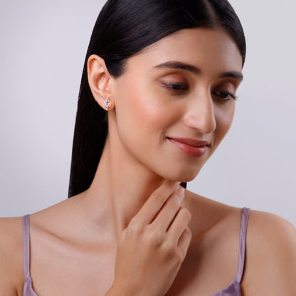 Rose Gold Amara Leaf Lab Grown Diamond Studs