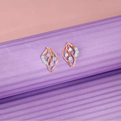 Rose Gold Amara Leaf Lab Grown Diamond Studs