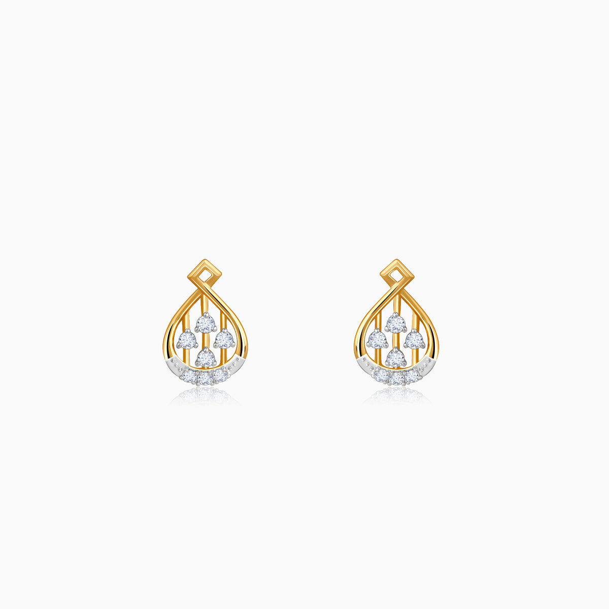 Gold Dropping Ray Lab Grown Diamond Earrings