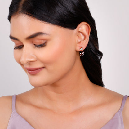 Rose Gold Floral Glam Lab Grown Diamond Earrings