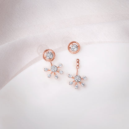 Rose Gold Floral Glam Lab Grown Diamond Earrings