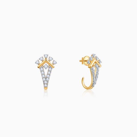 Gold Crown Radiance J Hoop Lab Grown Diamond Earrings