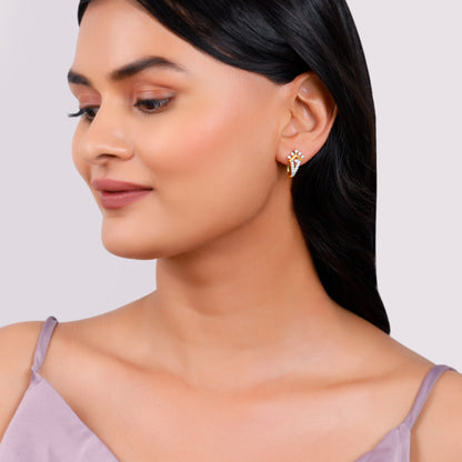 Gold Crown Radiance J Hoop Lab Grown Diamond Earrings