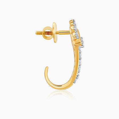 Gold Crown Radiance J Hoop Lab Grown Diamond Earrings