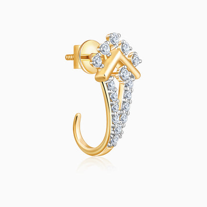 Gold Crown Radiance J Hoop Lab Grown Diamond Earrings