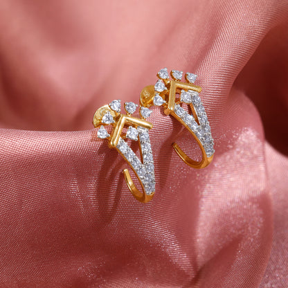 Gold Crown Radiance J Hoop Lab Grown Diamond Earrings