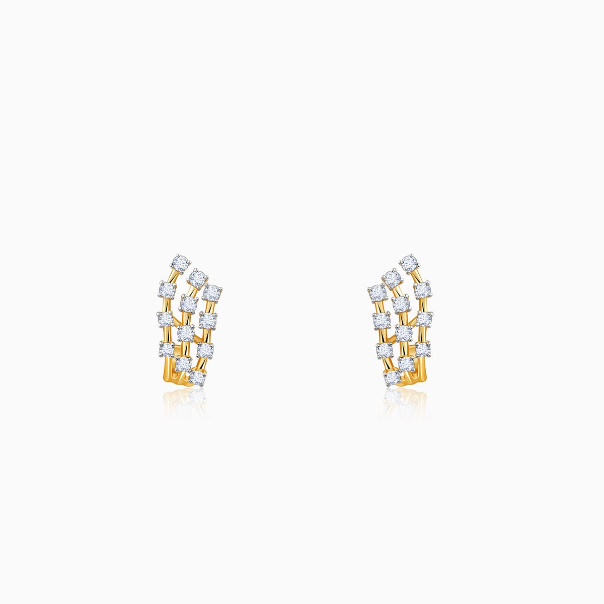 Gold Moonlit Waves J Hoop Lab Grown Diamond Earrings