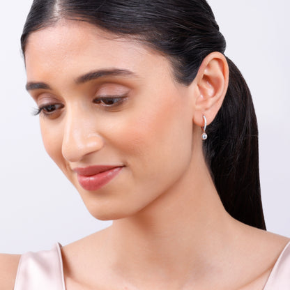 Rose Gold Glittering Solitaire Diamond Drop Earrings