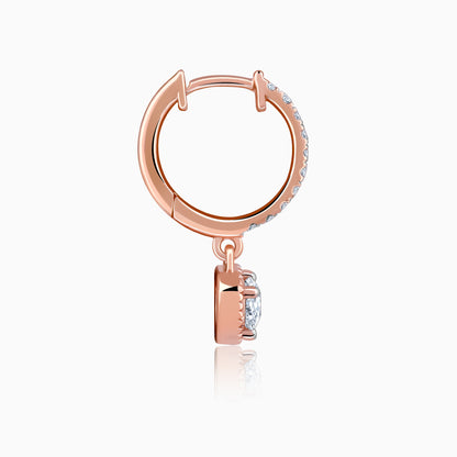 Rose Gold Glittering Solitaire Diamond Drop Earrings