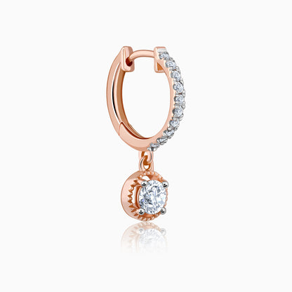 Rose Gold Glittering Solitaire Diamond Drop Earrings
