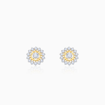 Gold Flower Power Lab Grown Diamond Stud Earrings