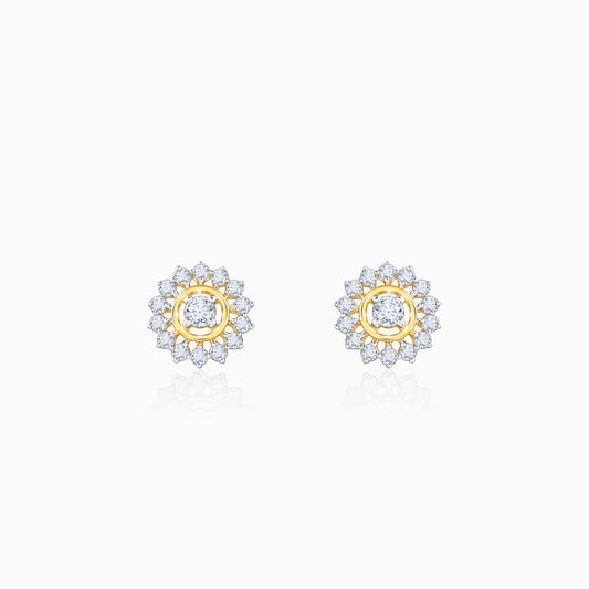 Gold Flower Power Lab Grown Diamond Stud Earrings
