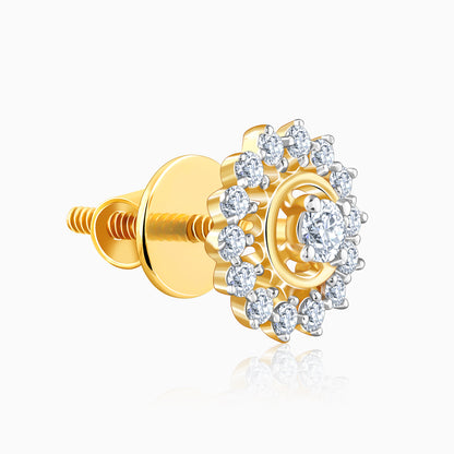 Gold Flower Power Lab Grown Diamond Stud Earrings