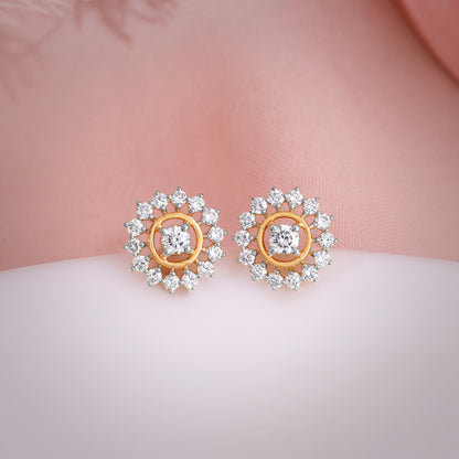 Gold Flower Power Lab Grown Diamond Stud Earrings