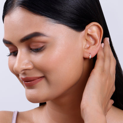 Gold Quatrefoil Lab Grown Diamond Hoop Earrings