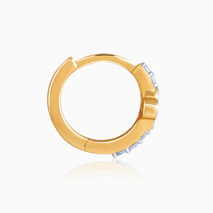 Gold Quatrefoil Lab Grown Diamond Hoop Earrings