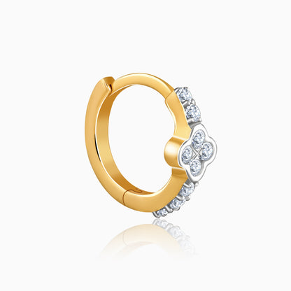 Gold Quatrefoil Lab Grown Diamond Hoop Earrings