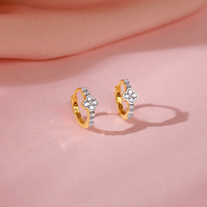 Gold Quatrefoil Lab Grown Diamond Hoop Earrings