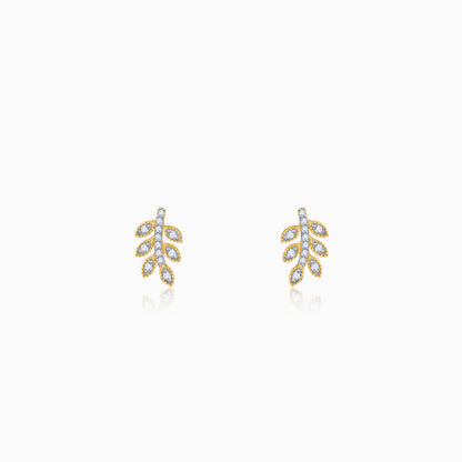 Gold Leafline Lab Grown Diamond Stud Earrings