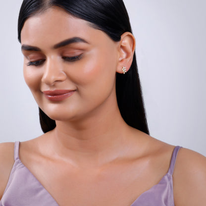 Gold Leafline Lab Grown Diamond Stud Earrings