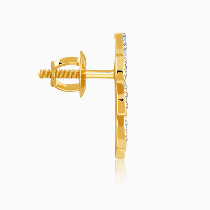 Gold Leafline Lab Grown Diamond Stud Earrings