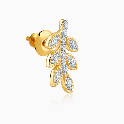 Gold Leafline Lab Grown Diamond Stud Earrings