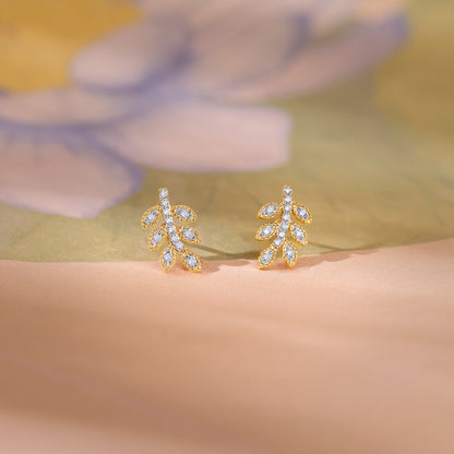 Gold Leafline Lab Grown Diamond Stud Earrings