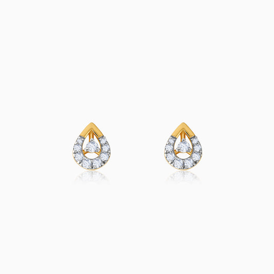 Gold Teardrop Lab Grown Diamond Stud Earrings