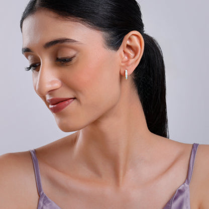 Gold Channel Lab Grown Diamond Hoop Earrings